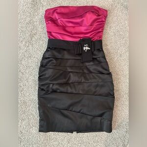 White House Black Market Strapless Pink and Black Dress